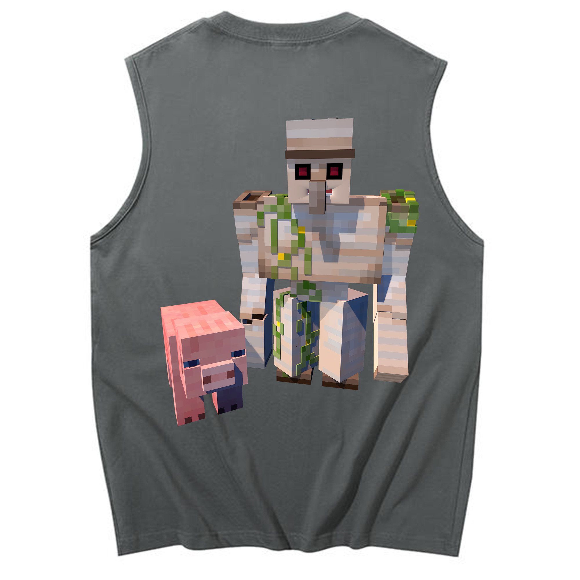 （画像用） マインクラフト ブロックの世界 Minecraft MC Block world コットン100％タンクトップ（背面プリント）